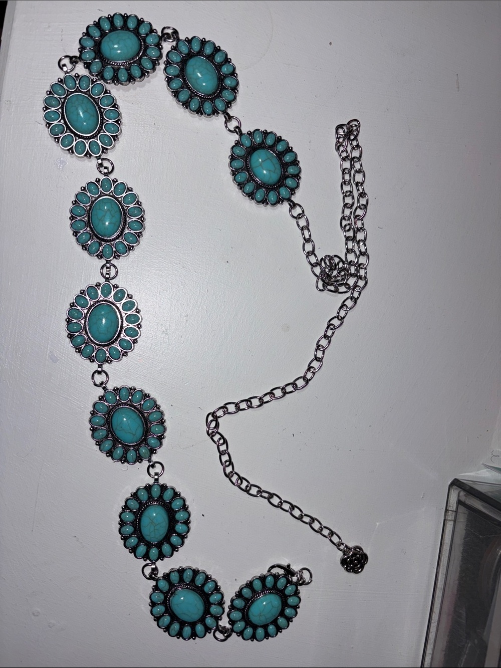 Turquoise Oval Floral-Link belt - Women Jewelry